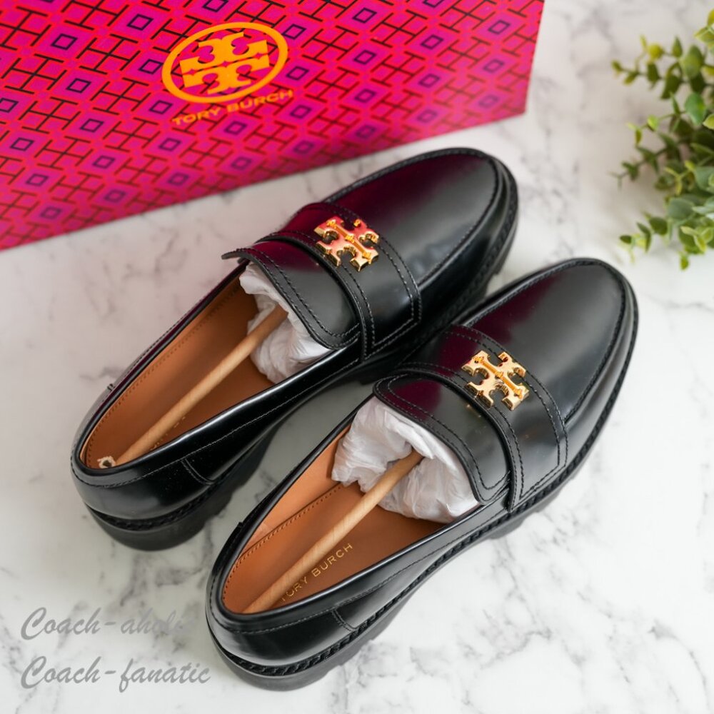 NIB Tory Burch Everly Leather Mini Chunky Loafer Flat Cambridge Shoes Size 7.5/8